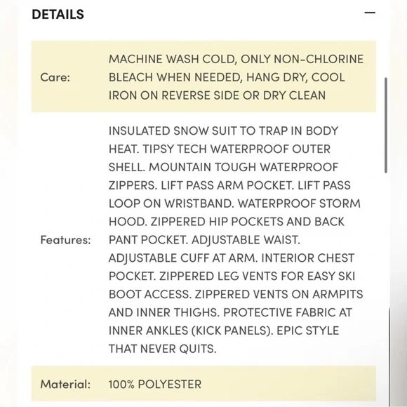 Tipsy Elves Ski Suit Mens Large Rise ‘n Ride Retro Snow Suit Brand Missing Belt - Picture 10 of 13